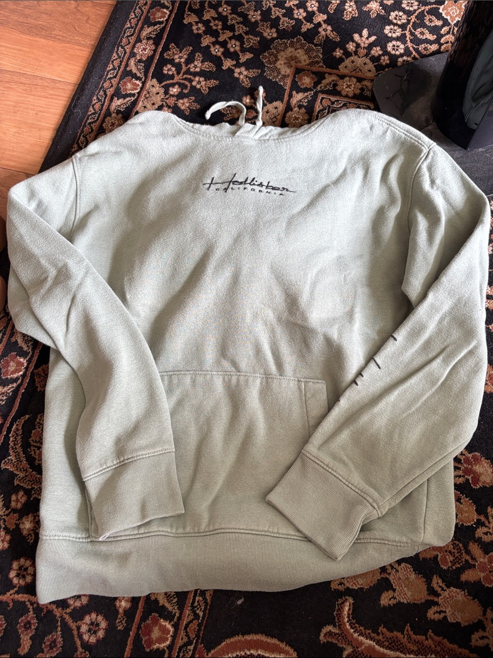 Hollister Sage Green Pullover Hoodie with Script Logo